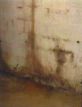 Mold and water staining on an interior wall